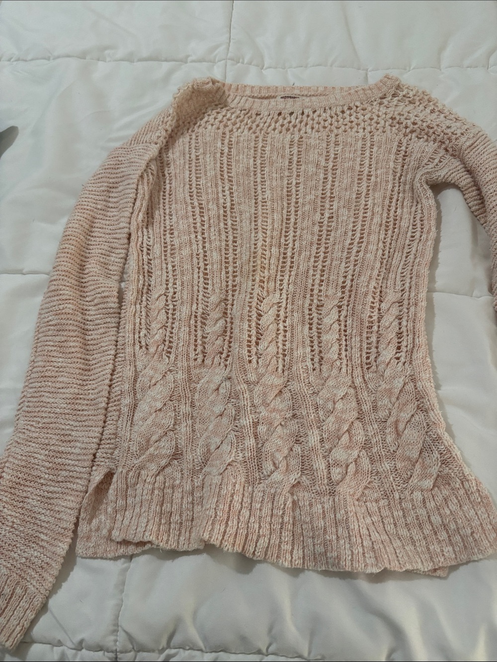 Women’s Open-Knit Cable Sweater - Blush